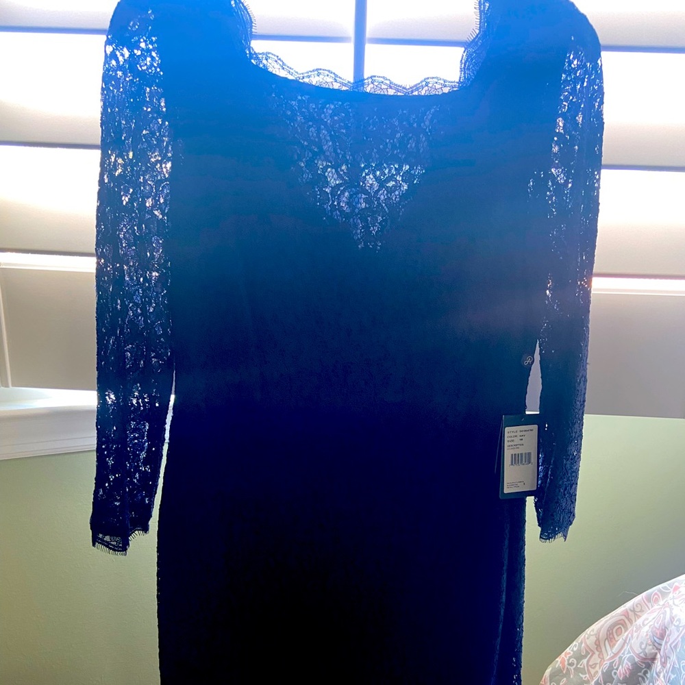 Adrianna Papel Navy Lace Dress Size 10 NWT